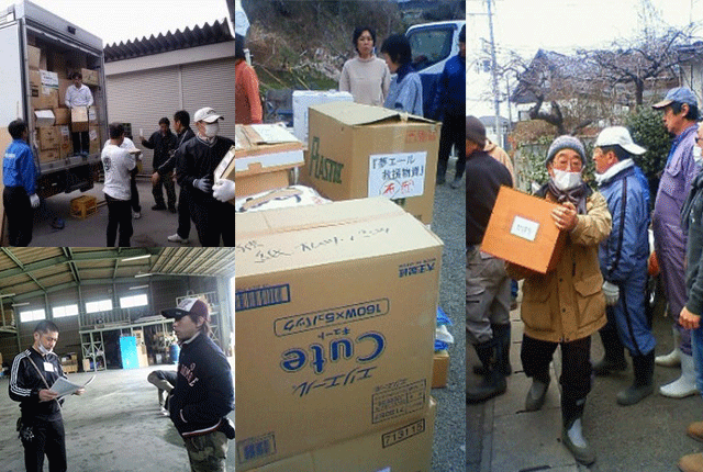 支援活動の開始ー物資の仕分け、提供